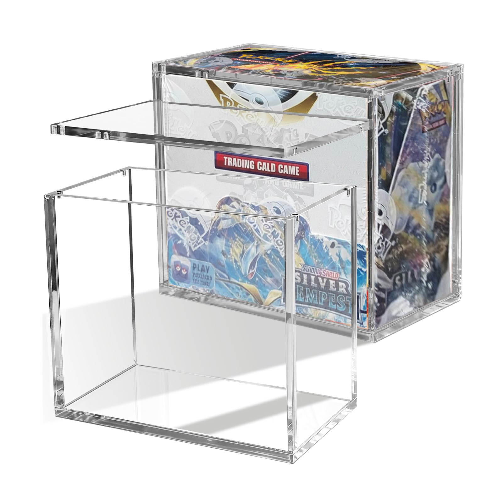 PKMN Booster Box Display Case, Clear Acrylic Protector for Booster Box TCG Trading Card | 5mm Thick with Magnetic Lid, UV Blocking & Dust Proof Showcase | Stackable Storage Case