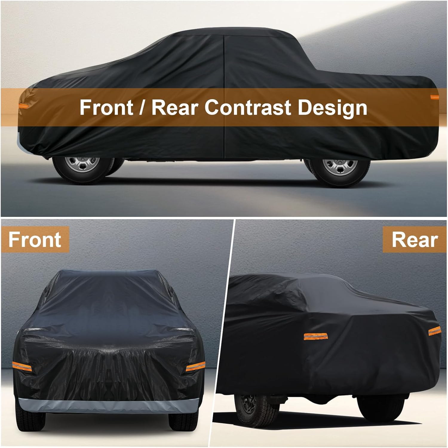 Kayme Truck Cover Custom Fit Dodge Ram 1500(2009-2025) Crew Cab Short Bed. Full Exterior Heavy Duty Outdoor Pickup Truck Car Cover Waterproof All Weather.Car Tarp for Wind Sun Dust Protection.Black