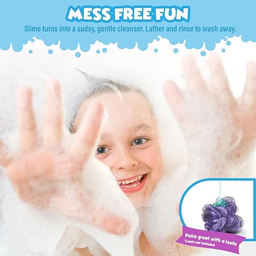 Miniatura 5 de Tub Works Bath Slime - Gel de baño para niños, paquete variado de 4 unidades, textura pegajosa y juguetona con aromas frescos y afrutados, probado