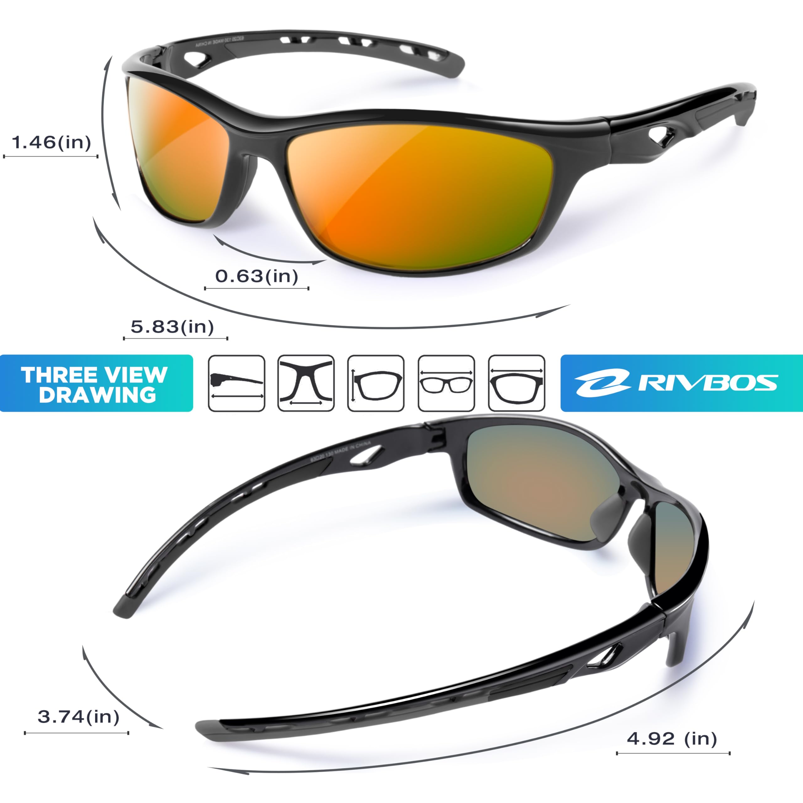 RIVBOS Rb831 Lunettes de soleil Mixte