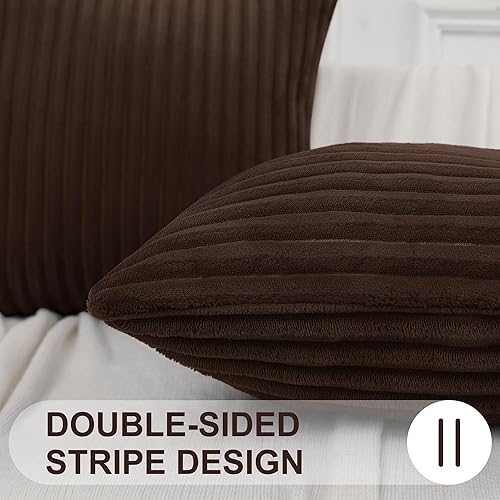 Miniatura 4 de Simmore Juego de 2 fundas de almohada decorativas de 18 x 18 pulgadas, fundas de almohada de franela de felpa suave de doble cara para sofá, sala de