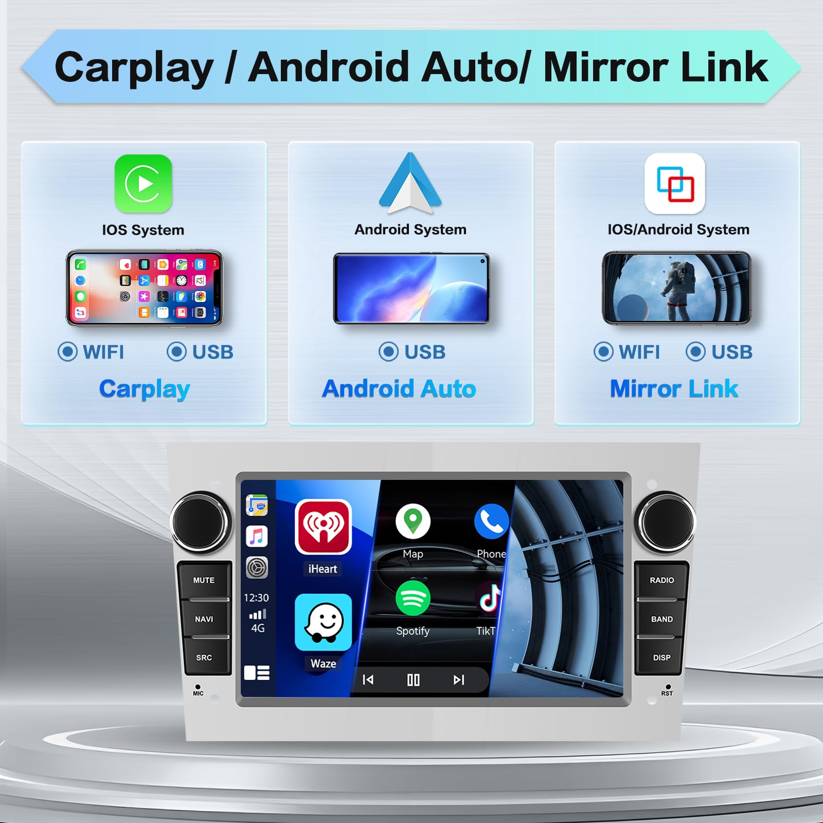 Autoradio Android 13 Pour Opel - 7 Pouces, CarPlay/Android Auto Sans Fil, 4G+64G, GPS, WiFi - 2