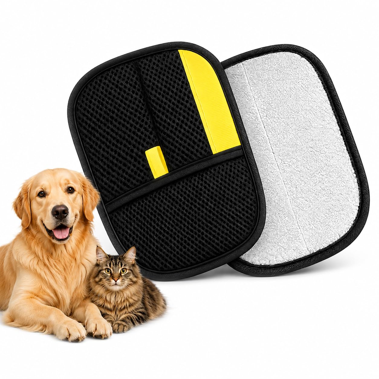 Pet Hair Removal Glove, Reusable Double-Sided Grooming Mitt for Dogs & Cats, Electrostatic Fur & Lint Remover for Furniture, Carpets, Clothing & Car Seats, Washable Fabric