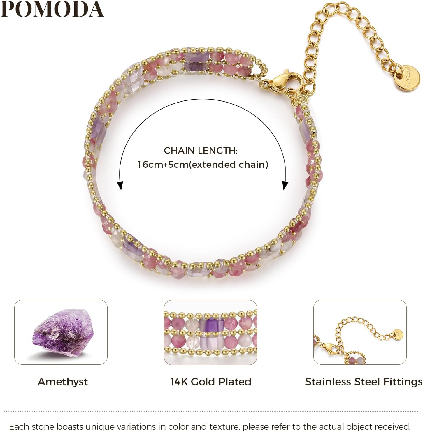 Crystal Bracelet for Women Healing Boho Stackable Bracelets Stack Dainty Energy Chakra Gemstone Natural Stone Beaded Layered Summer Vacation Beach Handmade Jewelry for Women - Image 2