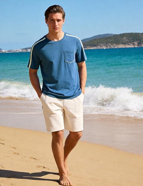 Camiseta de algodón para hombre, cuello redondo, manga corta, informal, verano, tops de corte regular, suave, transpirable, fácil de limpiar, para el tiempo libre y el día a día, S-3XL - 2