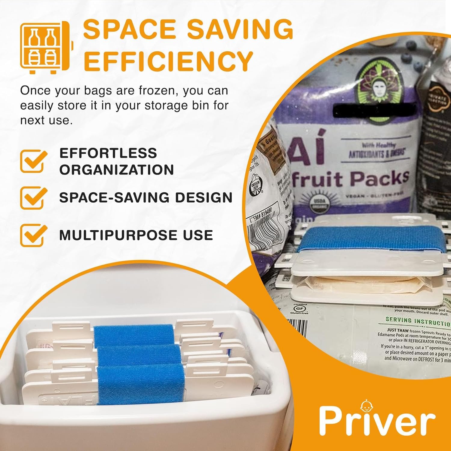 Freeze Flat Breast Milk Storage Bag Freezer Device - Freeze Breastmilk Bags Flat - Organize Breast Milk Storage Bags - Space Saving Freezer System - Breast Pump Accessories - A Priver Original