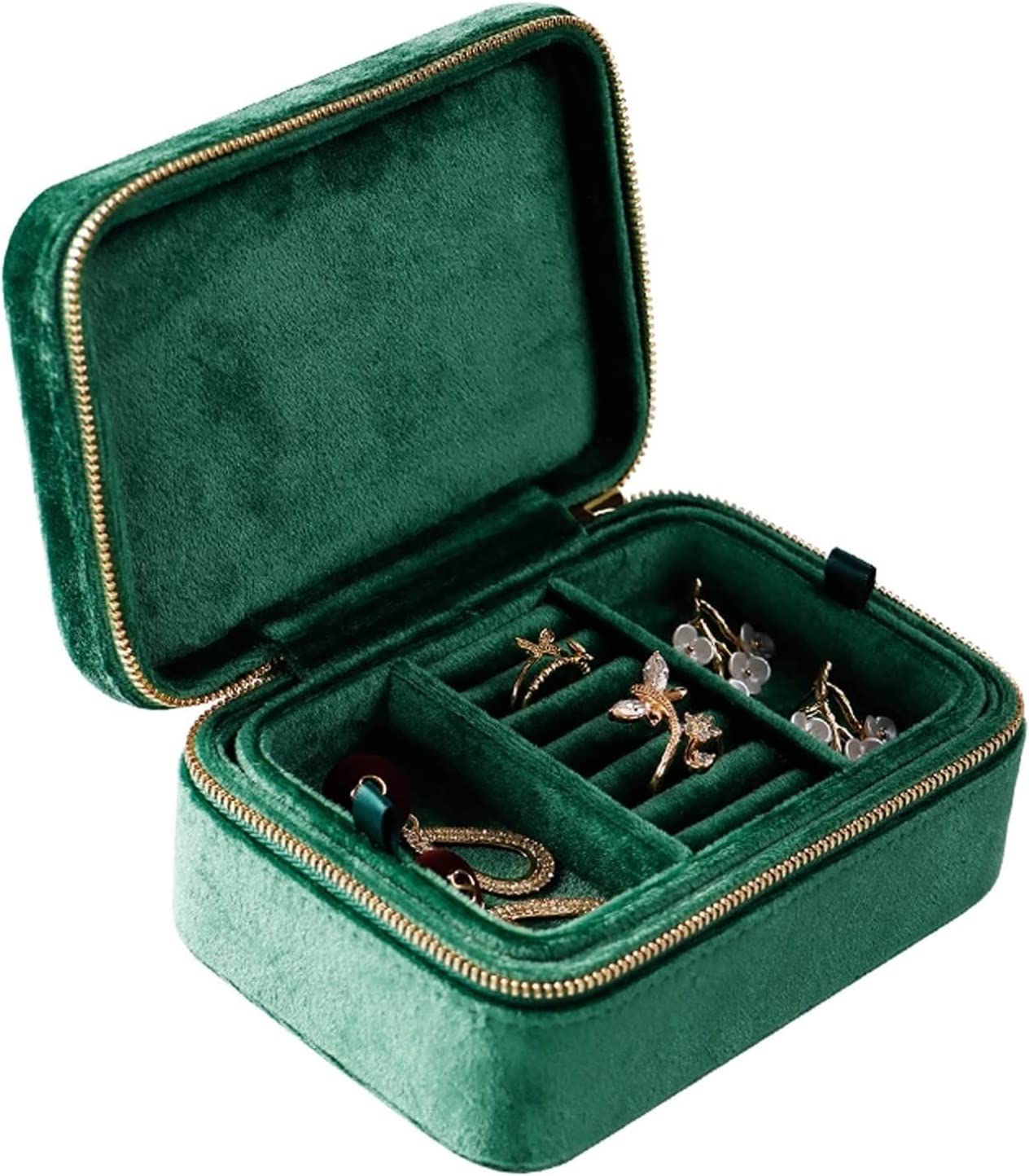 Caja De Joyería Joyero Joyero Organizador Portátil Joyas De Franela Estuche De Almacenamiento De Viaje Anillos Pendientes Bolso para Mujer Organizador De Joyas(Grün)