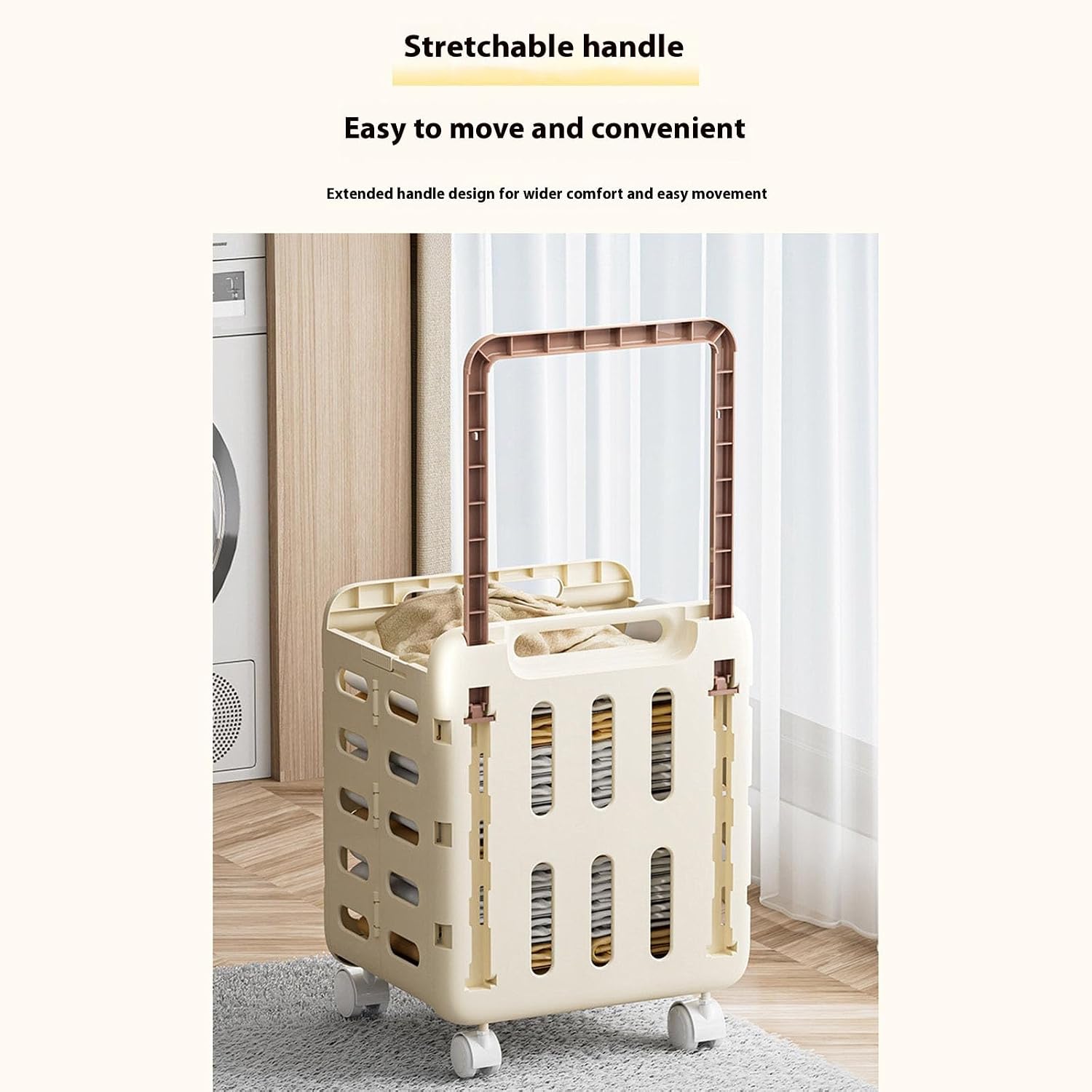 Laundry Cart with Ventilation Holes Mobile Organiser for Household Item Storage Basket with and Handle Sturdy Mesh Laundry Organizer for Home
