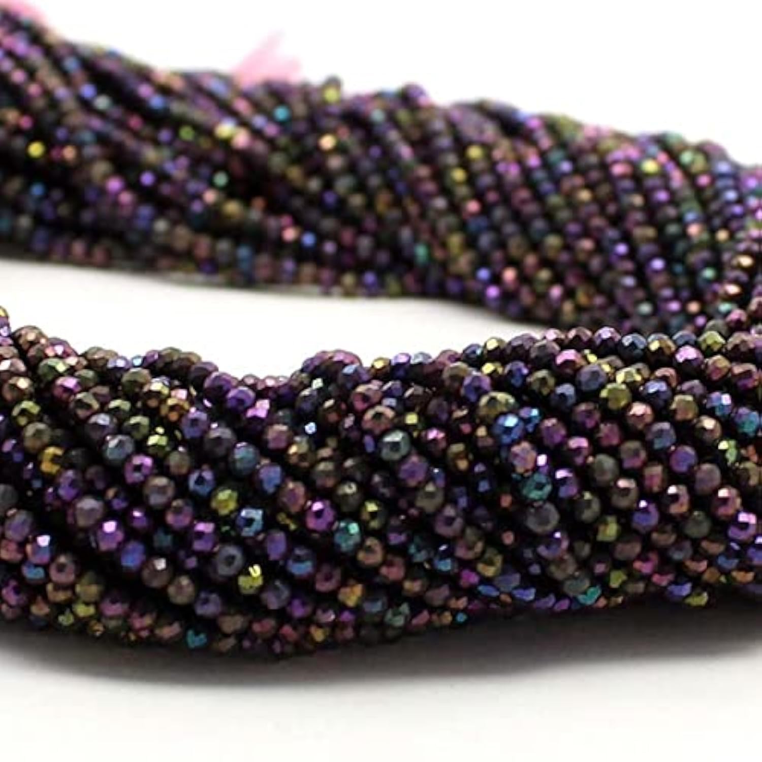 Spinelle noire 2mm perles rondelle facettée LKBEADS fil 13 pouces