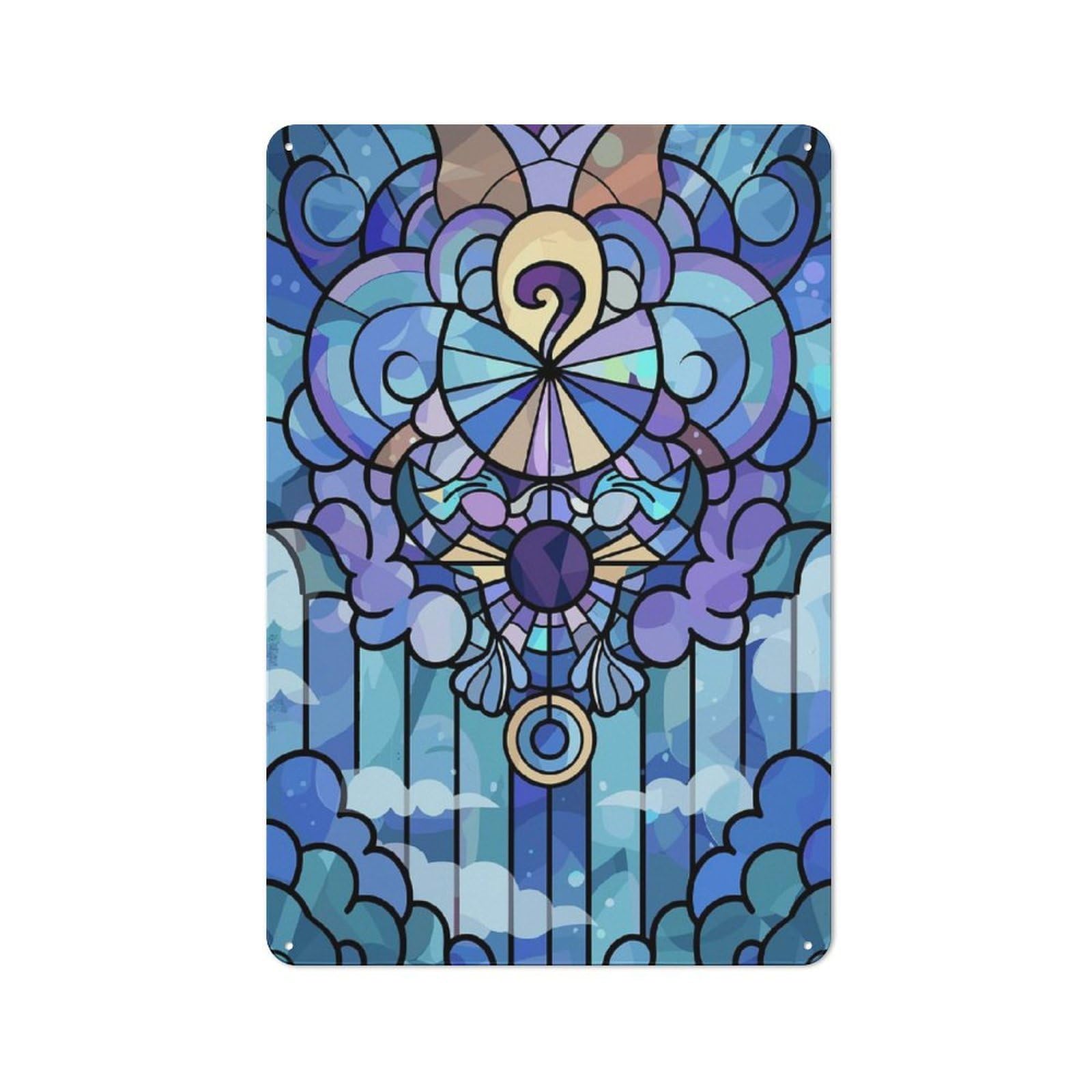 Junmoney Style-6 Metal Wall Sign 30X20cm Featuring Stained Glass Celestial Design For Bar Or Restaurant, Gift For Bar Decor Enthusiasts During The Christmas Season
