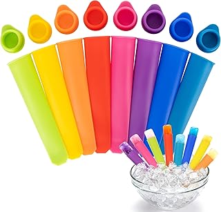 8 PCS Silicone Popsicle Molds-Silicone Ice Pop Molds for Kids,Reusable Popsicle Tubes with Lids & Drip-Free Design,Perfect for Homemade Yogurt Sticks, Juice, Ice Candy, Snacks.
