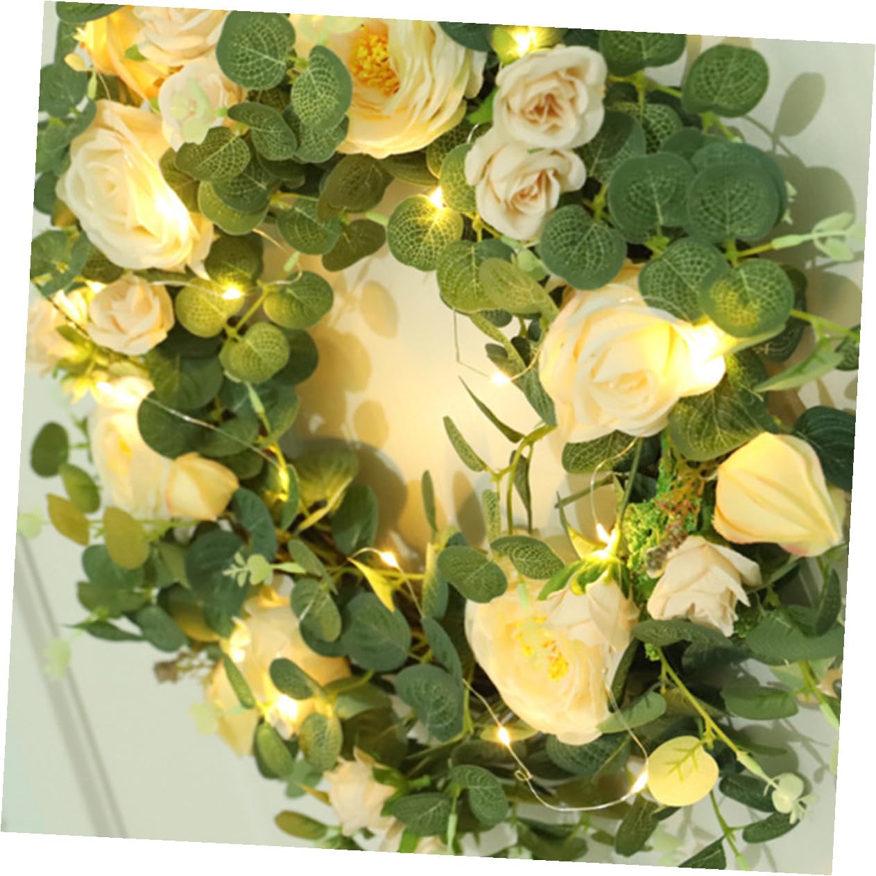 Ghirlanda Artificiale con Ortensia Ed Eucalipto Decorazione Sospesa per Porte e Feste Design e Resistente per Interni Ed