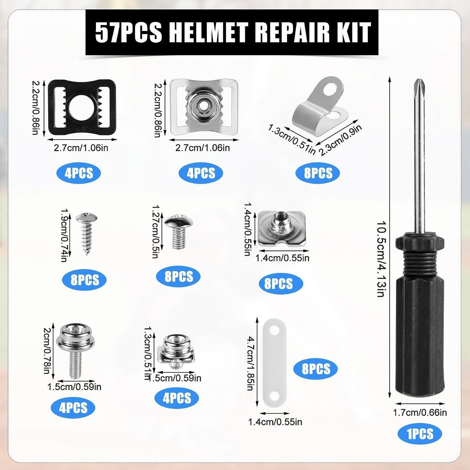 YIJU 57Pcs Hockey Helmet Repair Kit Maintenance Tools Sturdy Replacement Part Football Helmet Hardware Kit for Hockey Baseball