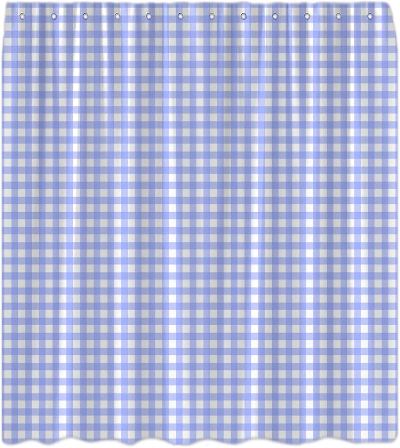 Blue Plaid Shower Curtain Vintage Farmhouse Buffalo Check Boho Checkered Country Bath Curtain with Hooks