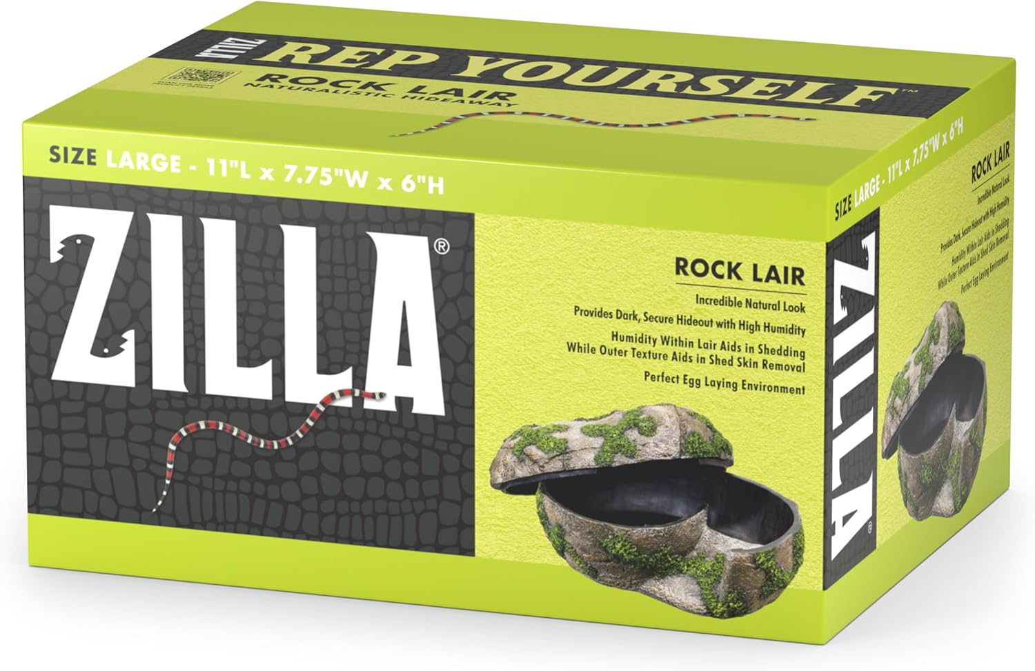 Zilla Pet Terrarium Rock Lair, Reptile Hide for Lizards, Snakes and More, Large