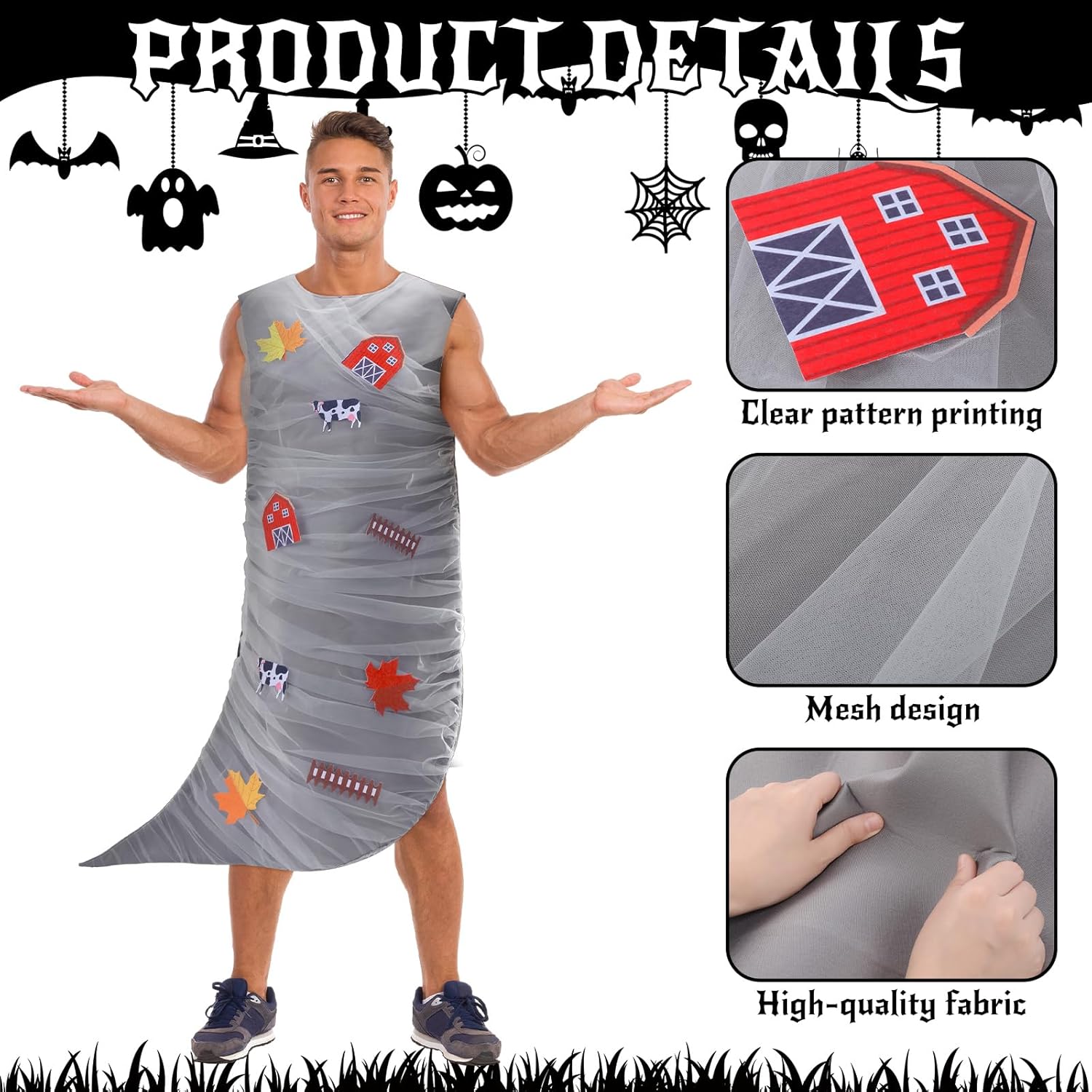 Halloween Tornado Costume Adult, Swirling Tornado Vortex Style Costume, Halloween Storm Cosplay Cloth for Enjoys Thunder Weather, One Size Only Fits Most - Image 3