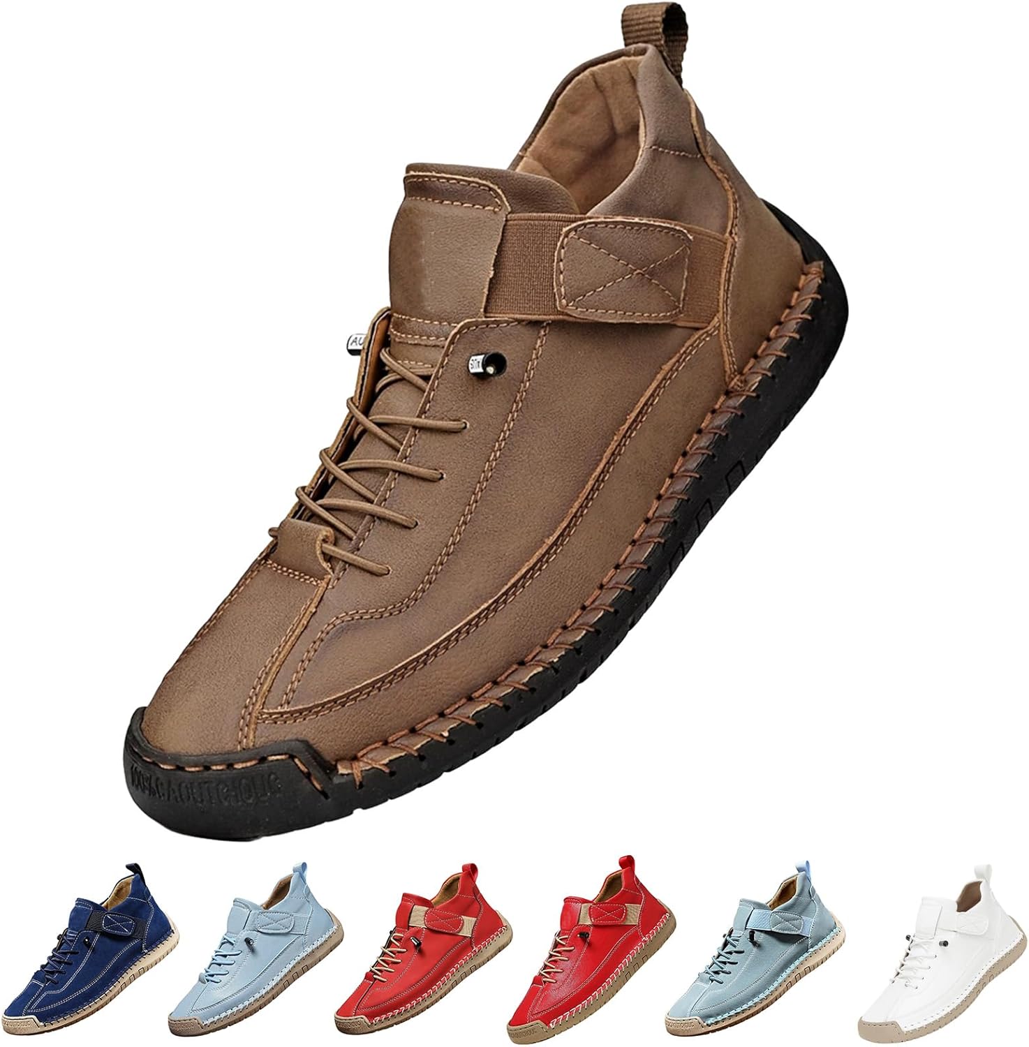 Mens Womens Leather Chukka Ankle Boots,Orthopedic Arch Support Sneakers,Waterproof High Top Leather Slip On Comfortable Shoes,Lightweight Shoes for Running Walking Hiking Camping Driving
