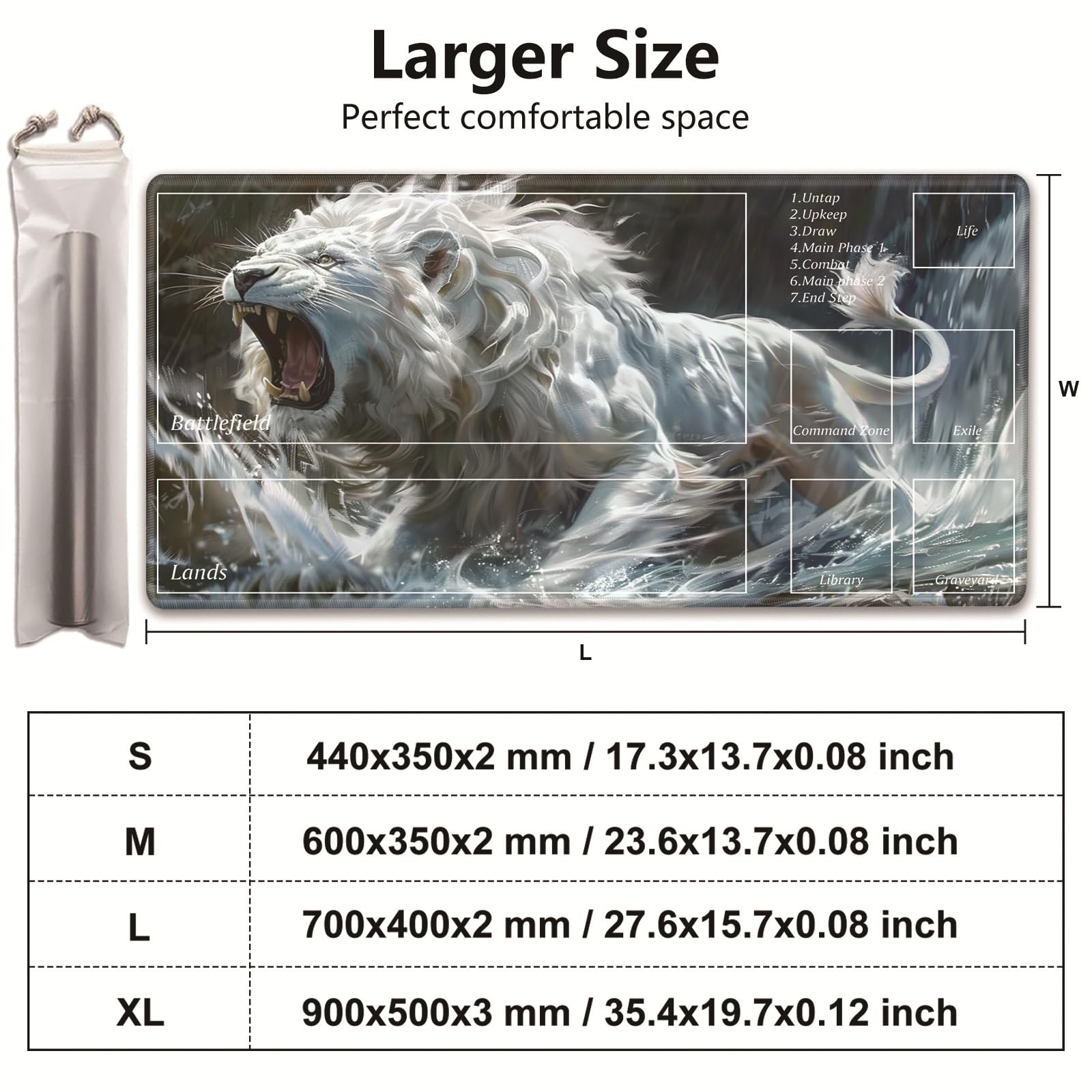MTG/TCG Playmat With Storage Bag – 17.3x13.8 Inch Non-Slip Cloth Mat, Bamboo Swallows Art. Protects Cards & Desk.