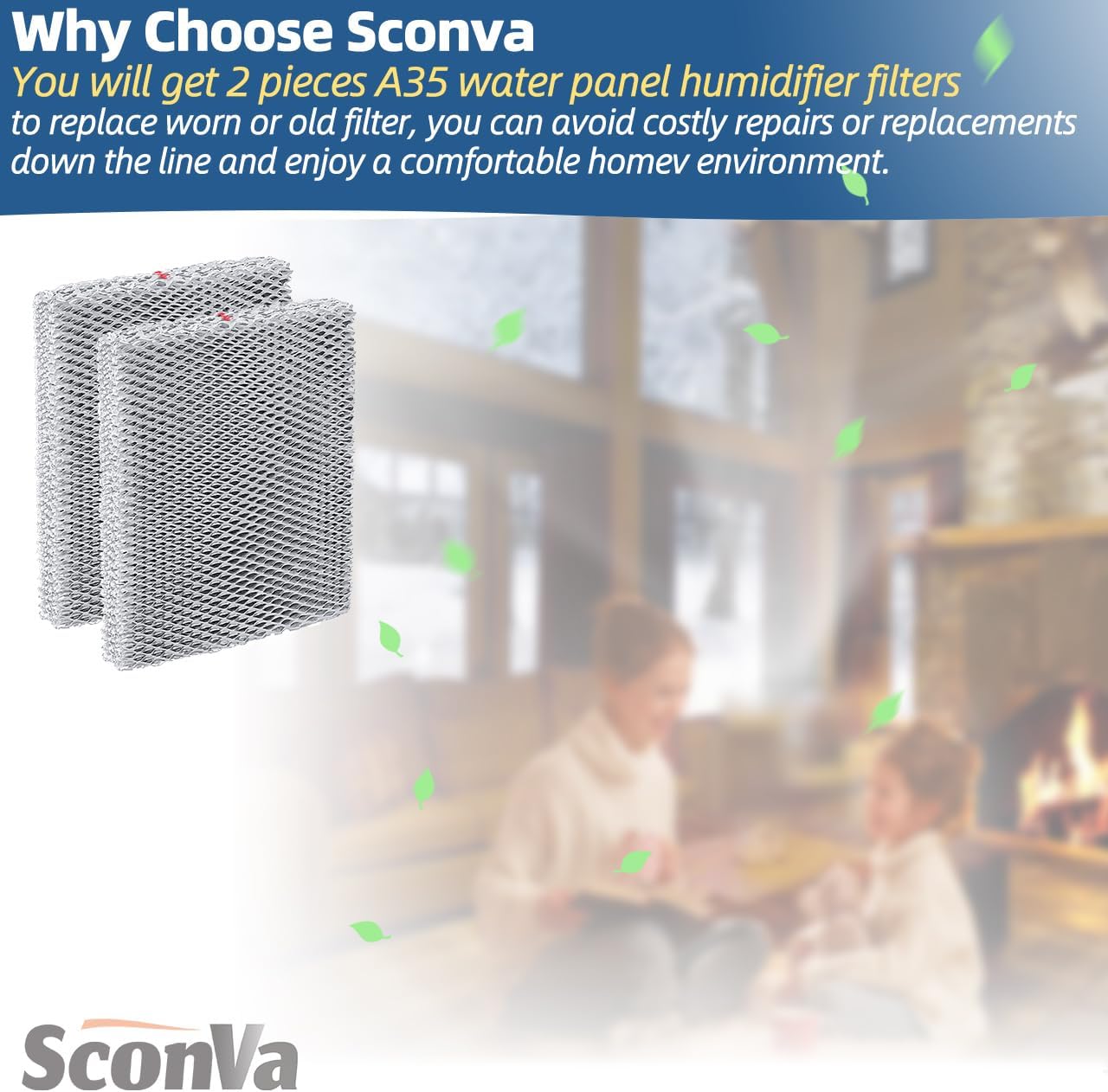 35 Humidifier Filter Pad Water Panel Replacement Compatible with Aprilaire Whole House Humidifier Models 350 360 560 568 600 600A 700 700A 700M 760 760A 768 (Pack of 2)