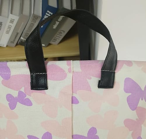 Miniatura 3 de Cesta de almacenamiento de mariposa, cesta de lona para ropa de bebé, color rosa, para decoración de habitación de niños y niñas