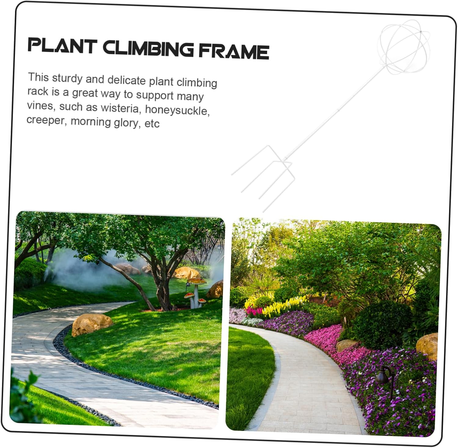 Round Plant Support Trellis for Climbing Vines Adjustable Height Sturdy Metal Garden Rack for Indoor/Outdoor Use for Flower and Vegetable Support Random Color