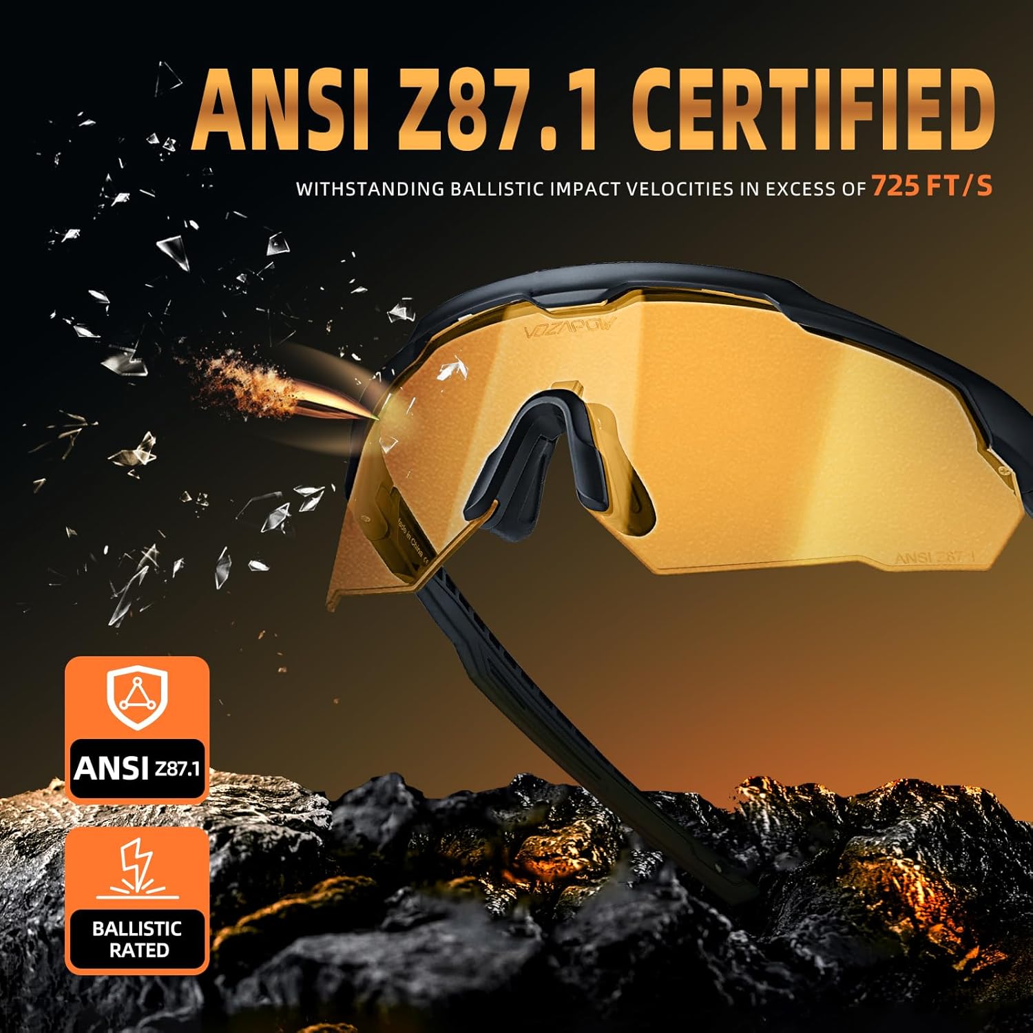 Shooting Glasses Anti Fog with High Definition Lenses, ANSI Z87.1 Certified Tactical Safety Glasses for Men Women - Image 3