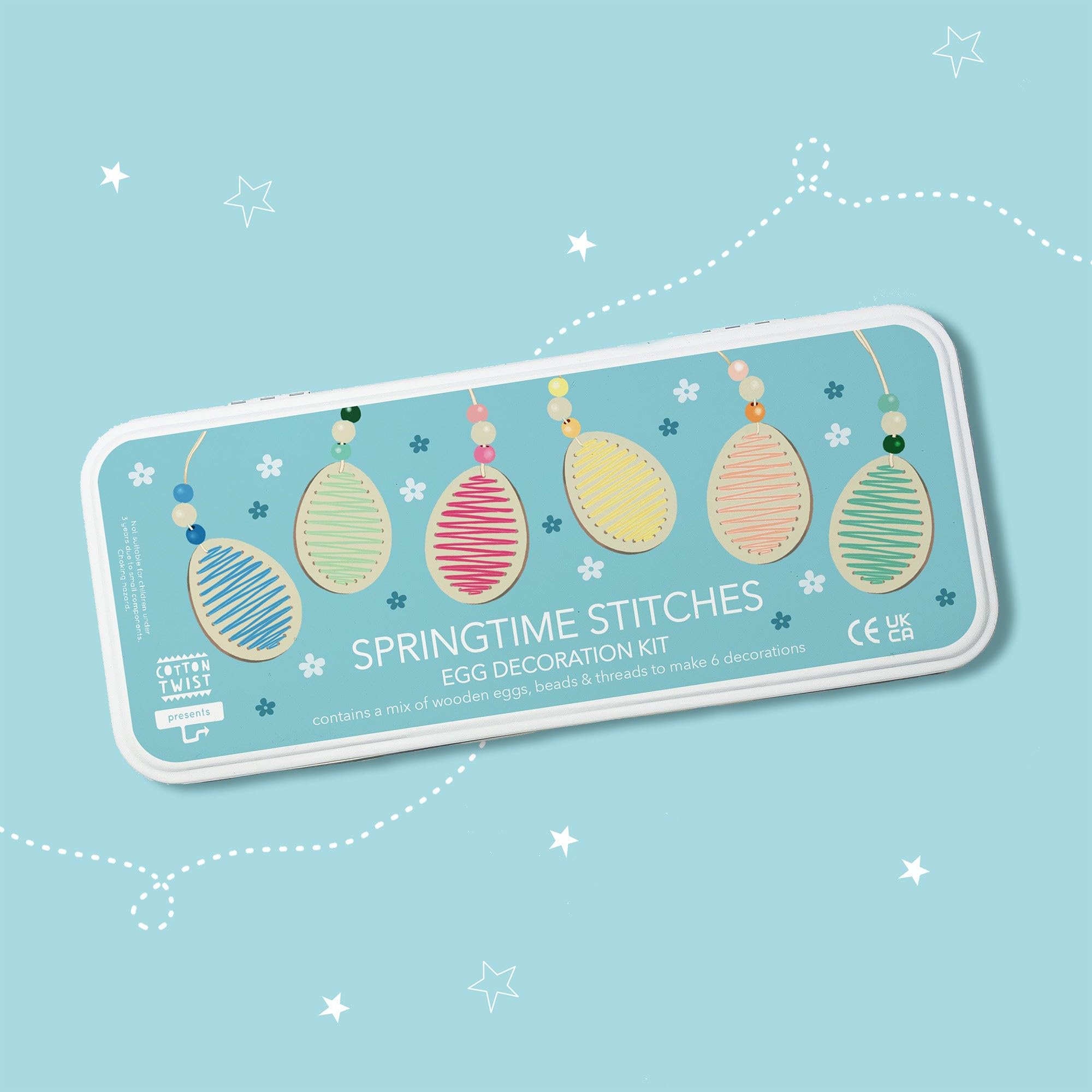 COTTON TWIST Springtime Stitches Egg Decoration Kit - Hanging Ornament, DIY Easter Art Set