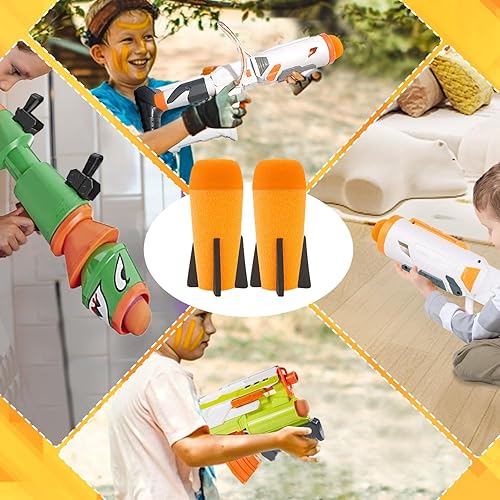 Miniatura 10 de BOROLA Lanzador de cohetes de espuma relleno de misiles compatible con Nerf N-Strike Elite Series
