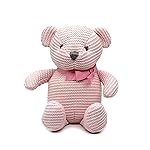 FLUFFYFUN 100% Organic Cotton Teddy Bear Pink 16.5cm Baby Stuffed Animals for Newborn 7.1