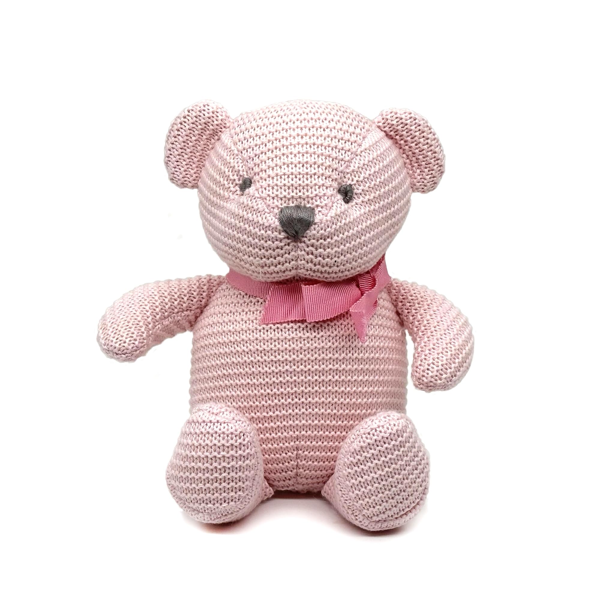 100% Organic Cotton Teddy Bear Pink 16.5cm Baby Stuffed Animals for Newborn 7.1"