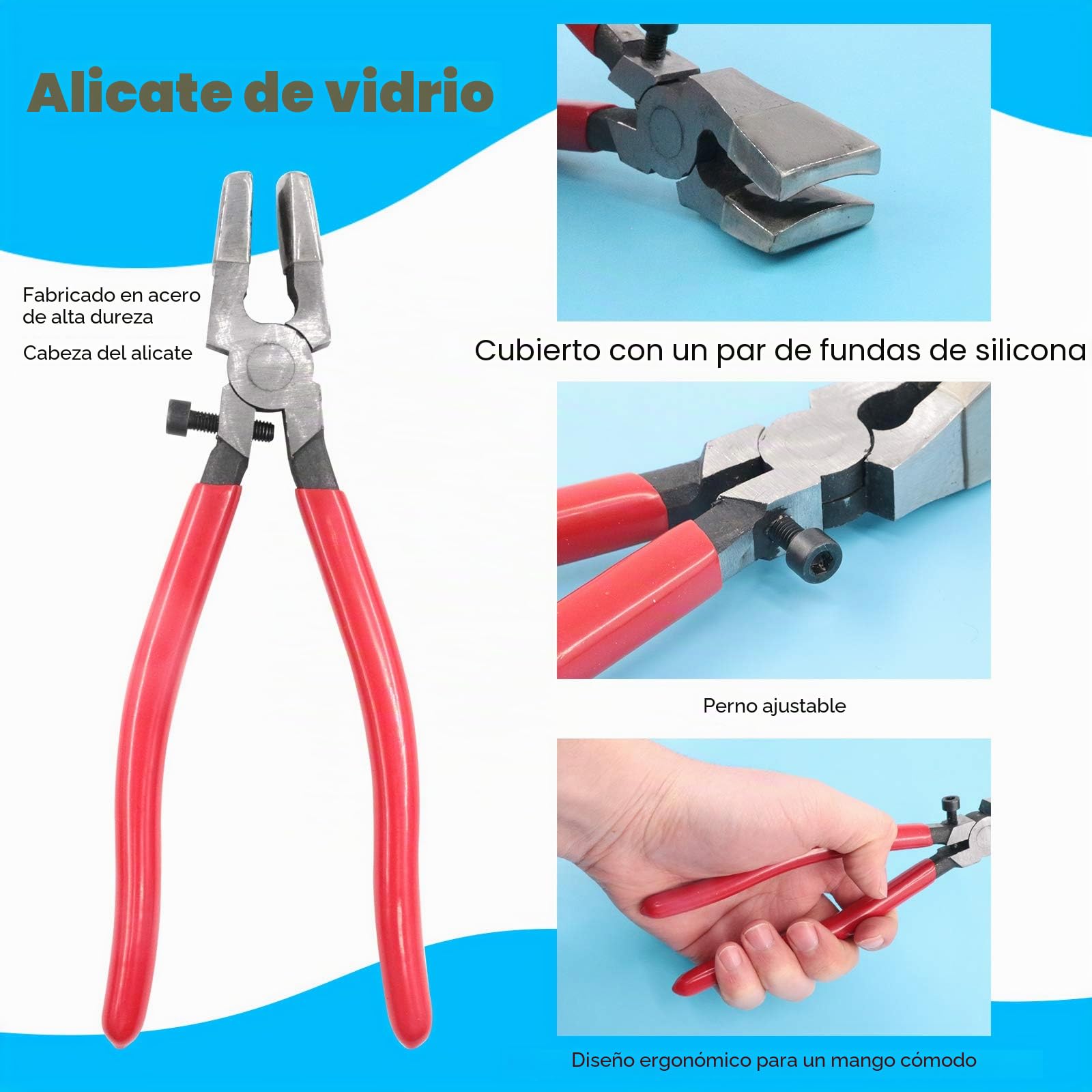 Glarks Juego de 4 alicates de cristal resistente para cortar mosaicos, azulejos, espejo, vidrieras, con cortador de vidrio y lápiz estilo lápiz, corte de vidrio para mosaicos, espejo y vidrieras