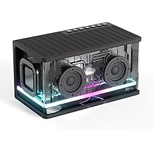 RK ROYAL KLUDGE SH100 Bluetooth Speaker, 40W Dynamic Driver with Enhanced Bass, Wireless Stereo Sound Portable Desktop Speaker, RGB Lights, Fast Charging, TWS Pairing for 360&deg; Audio, Black