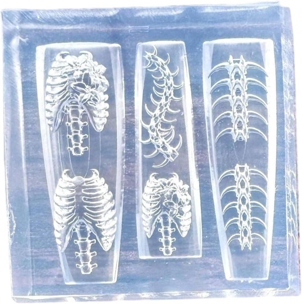 Easy Release Silicone Nails Stamp Mold Ribs Spine Shaped Manicure Patterns Stylish Embossed Nails Accessories Mold Home Manicure Supplies