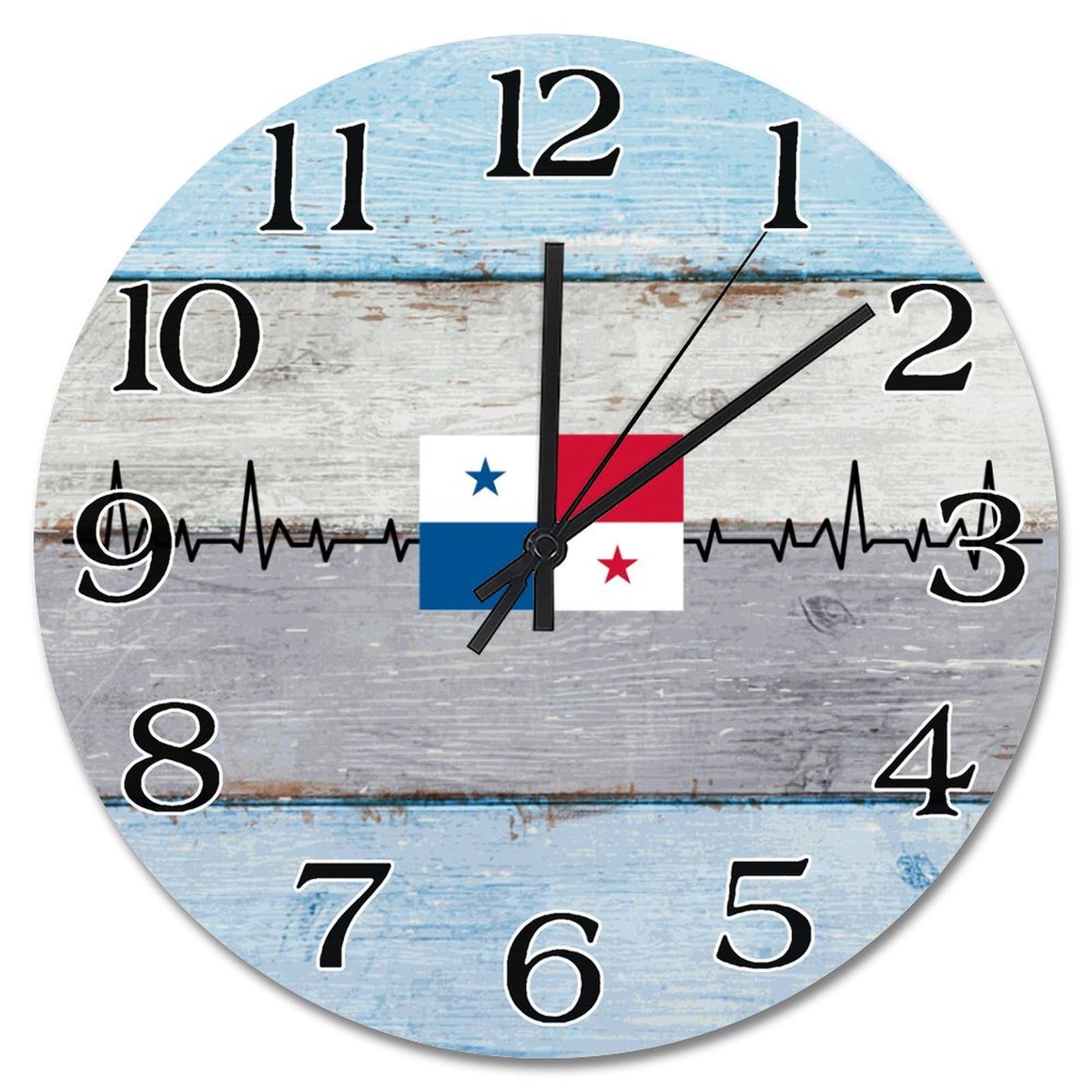 Horloge murale en bois Panama 25 cm pendule rustique maison bureau école