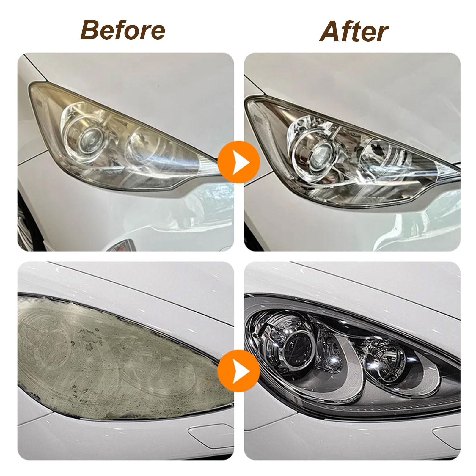 Scheinwerfer Aufbereitung Flüssigkeit Set 180ml, Auto Scheinwerfer Politur Spray, Headlight Restoration Spray, Reiniger Restaurationsspray, Für Hellere, Klarere Sicht (3)