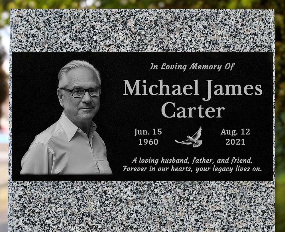 24x12 Personalized Granite Gravestones, Custom Engraved Memorial Stone, Grave Markers for Cemetery for Humans, Memorial Plaque, Headstones for Graves, Memorial Plaques for Outdoors, Grave Stones