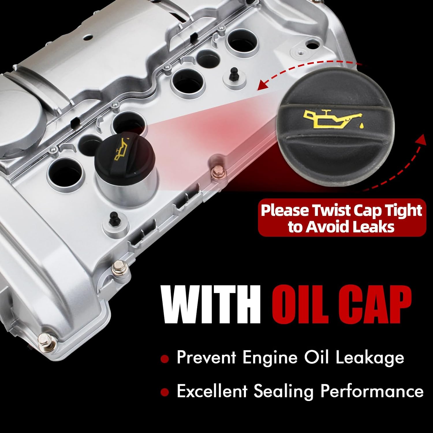 MITZONE N18B16A Aluminum Engine Valve Cover Kit Compatible with Mini Cooper Countryman White 2011-2016