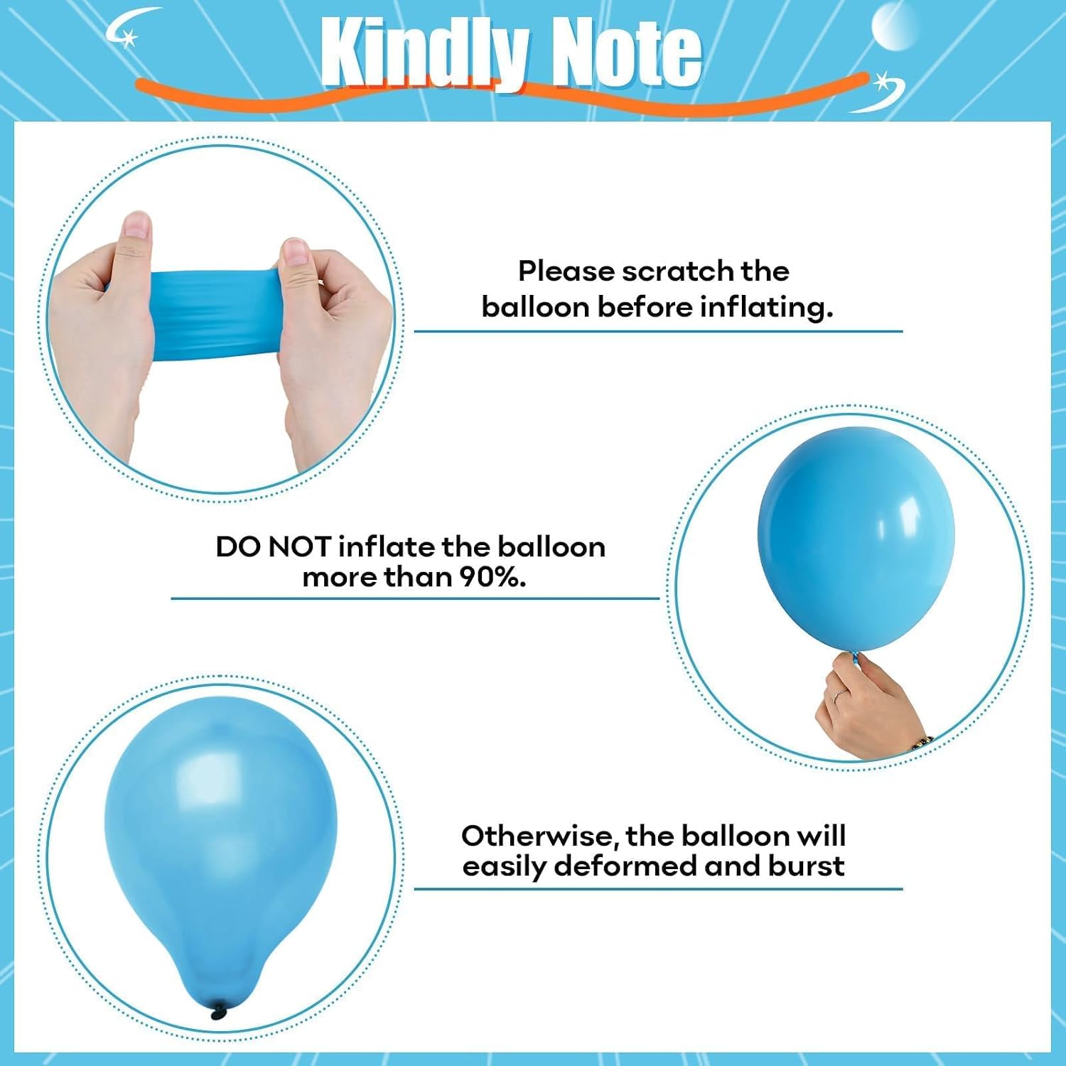 HILAVO Blue and Orange Balloons, Royal Light Blue and Orange Beige Balloon