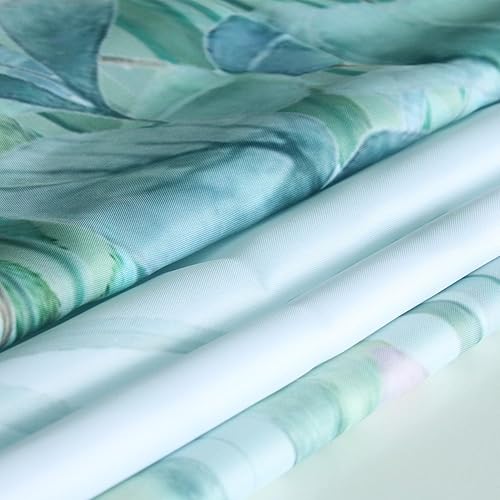 Miniatura 4 de Cortina de ducha con hojas verdes, diseño de pájaro esmeralda, verde menta, 72 pulgadas de ancho x 72 pulgadas de largo, con 12 ganchos, cortina de