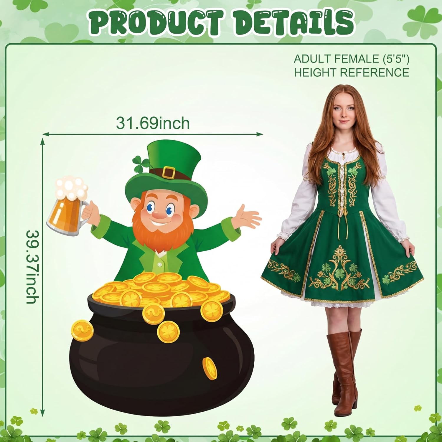 Hungdao 137 Pcs St. Patrick's Day Balloons Party Decorations, Shamrock Foil Balloons Clover Lucky Shamrock Banner Foil Fringe Curtains Green Gold Lucky Coins for Saint Patricks Day Irish Party Decor