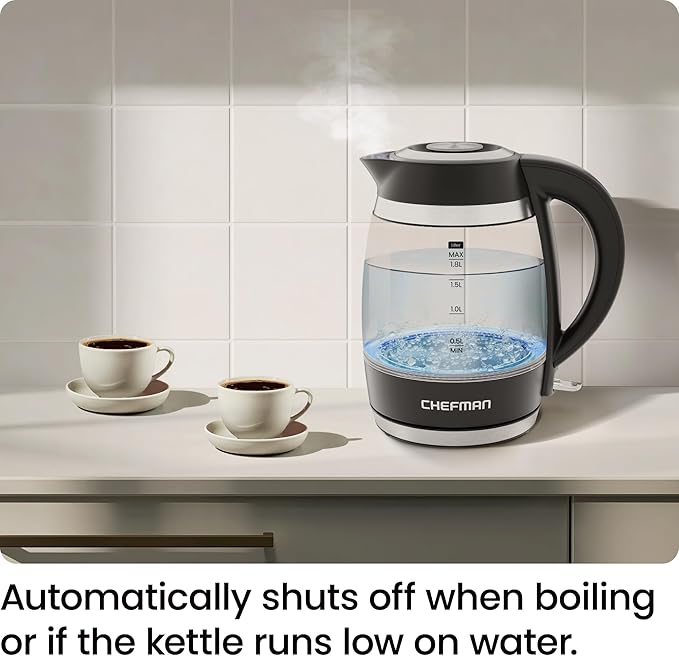 Tetera Eléctrica Chefman 1.8L 1500W, Vidrio Borosilicato miniatura 8