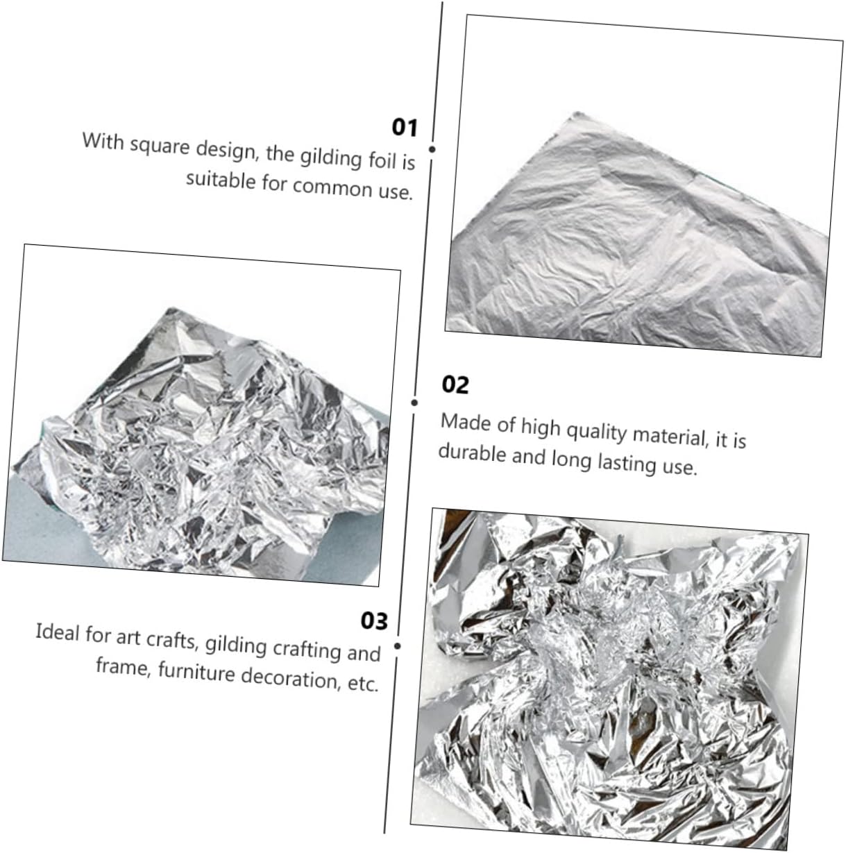 STOBOK 200pcs Silver Gilding Foils Imitation Leaves for Art Crafts Furniture Decoration and Frame Design Durable Easy to Use Design for Versatile Projects