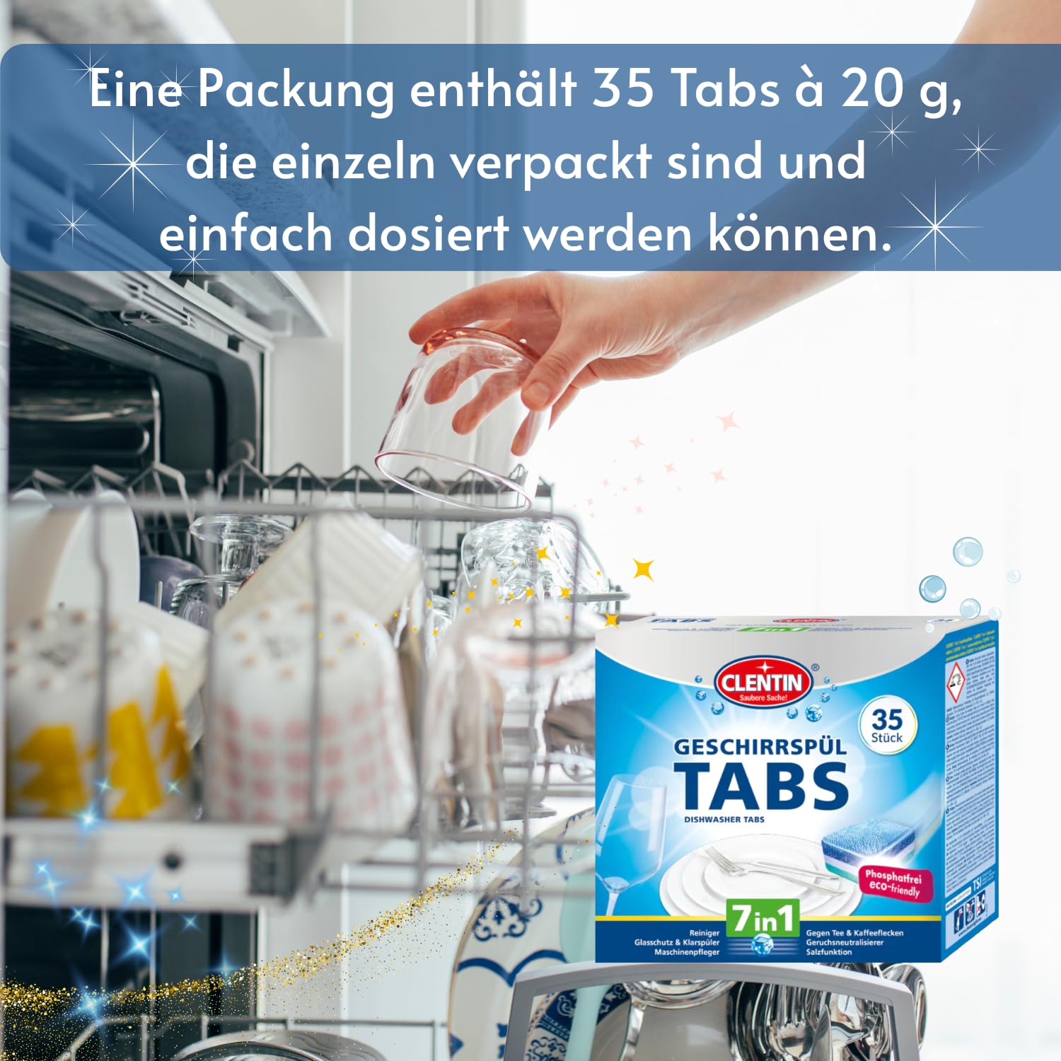 Geschirrspültabs 12 x (35 Stk á 20g) Spülmaschinentabs kompakte Reinigungsmittel 7in1 Multi Power