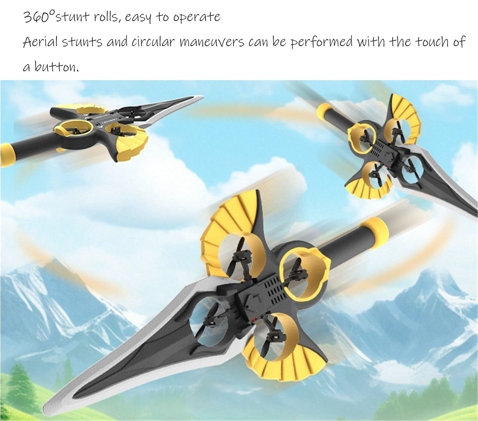 Spada Volante Remota, Spada Volante Acrobatica A 360°, Aliante RC, Spada Volante Interattiva, Drone for Adulti, Spada Volante Telecomandata E Manuale con Luci LED(Black Gold)