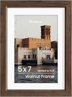 4x6 Picture Frame, Natural Solid Walnut Wood Photo Frame with HD Tempered Glass, Modern Simple 4x6 Wooden Frame Matted to 3.5x5, Wall or Tabletop Display