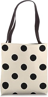 Large Polka Dot Pattern in Black on Beige AEV550 Tote Bag