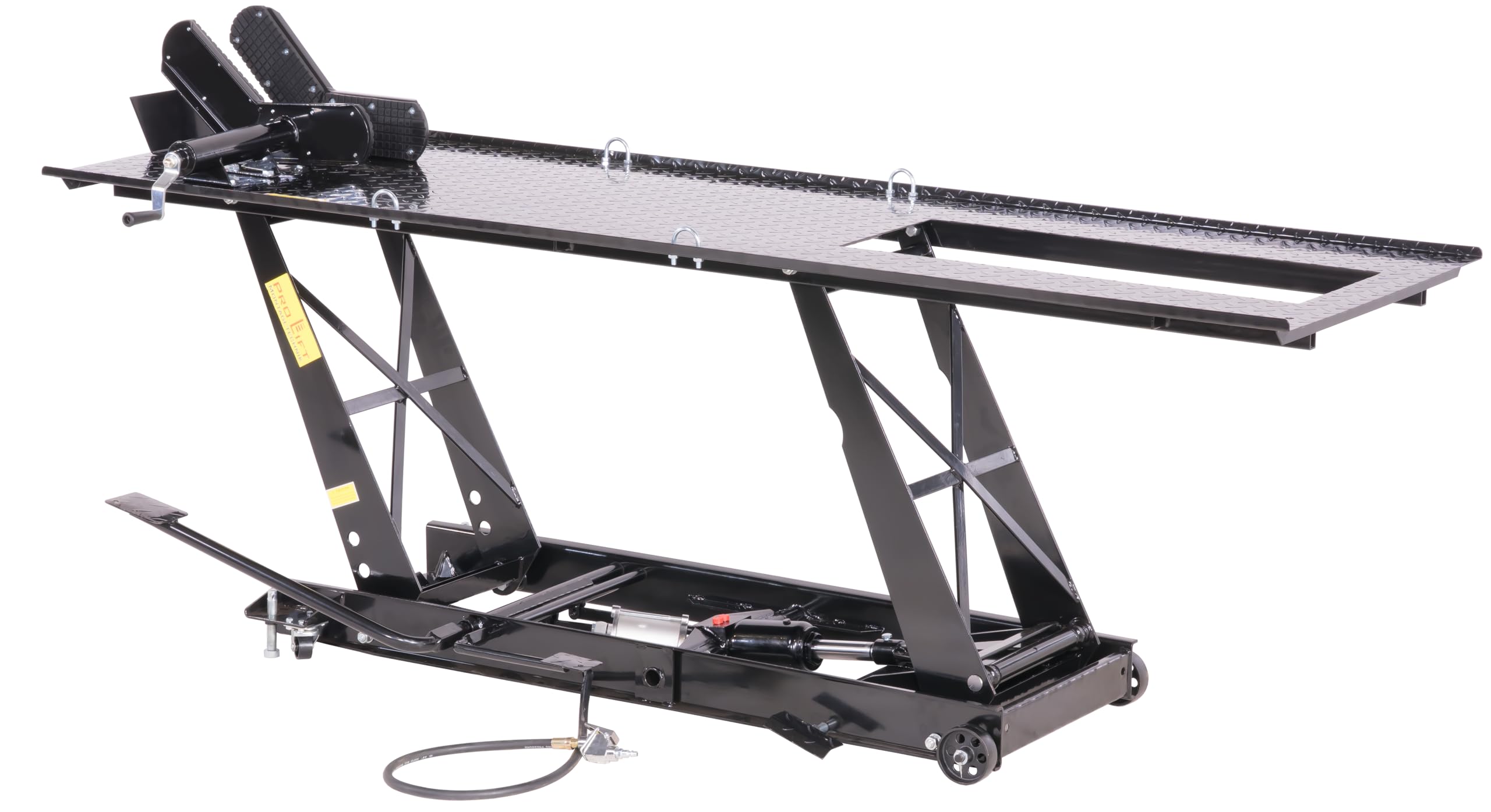 Ponte sollevatore per motocicletta, parallelogramma, 450 kg con pneumatico + azionamento a pedale, blu, PLB450-PAJ, 01646
