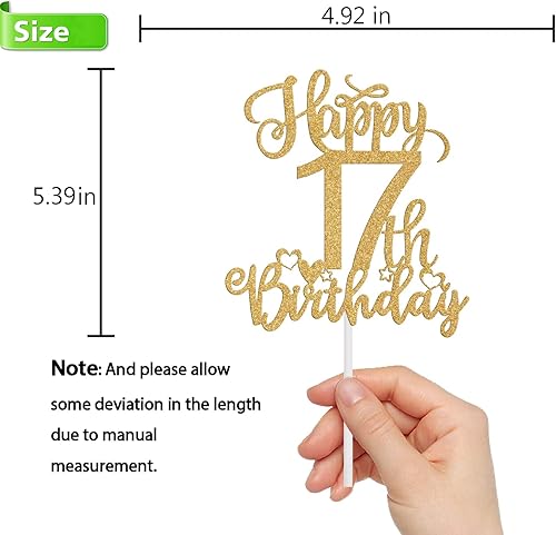 Miniatura 2 de Decoración para tartas de feliz cumpleaños 17, decoraciones de cumpleaños de 17 años, suministros de fiesta de cumpleaños de jóvenes y dulces