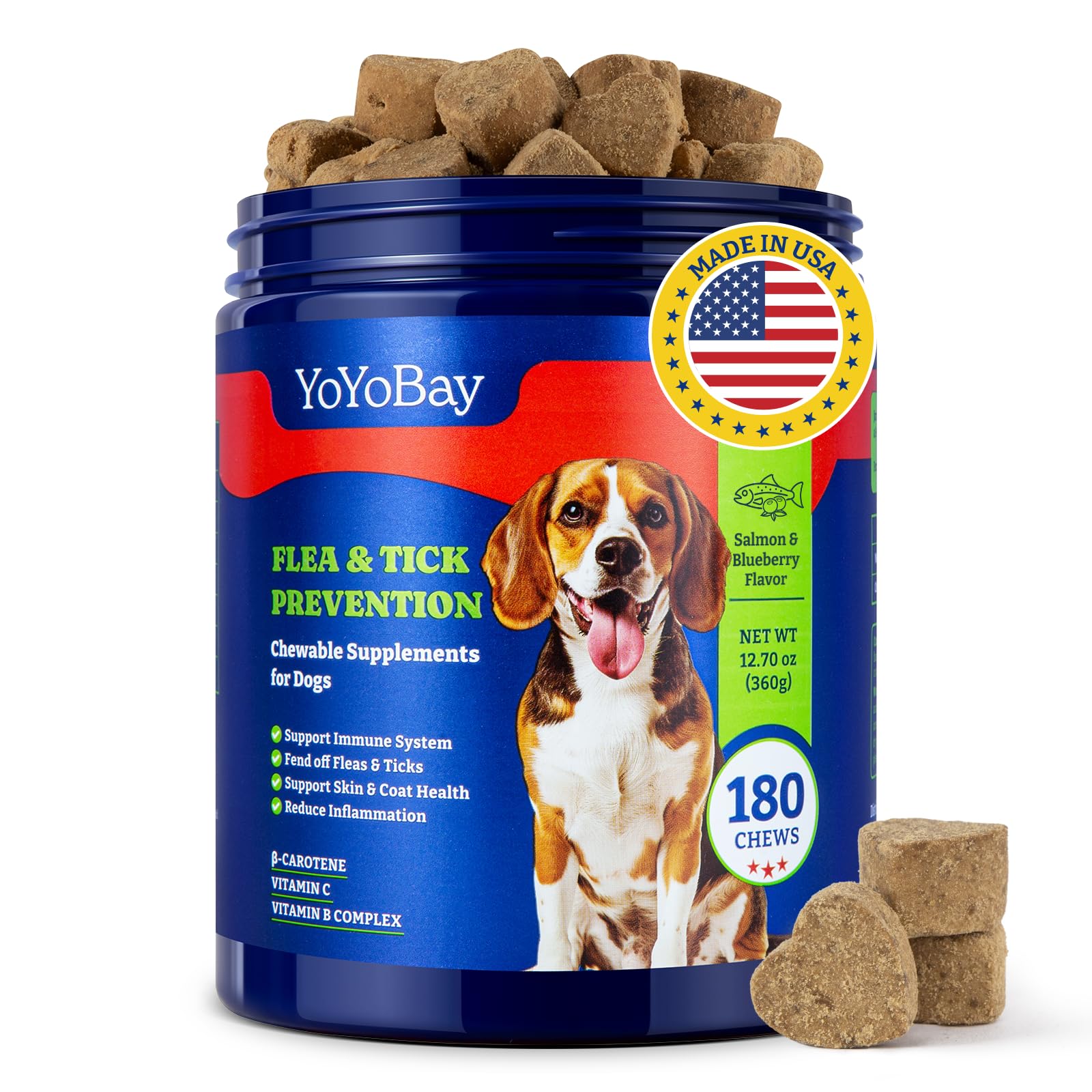 Flea &amp; Tick Prevention for Dogs Chewables,Dog Immune Support Supplement