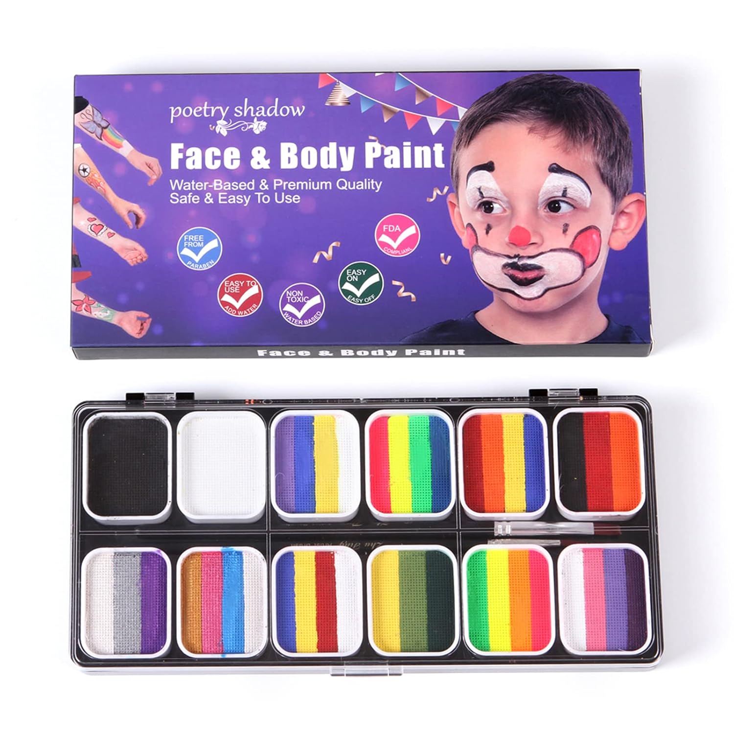 Face Paint Brushes Set Easy to Apply and Clean Great for Costume Party, Halloween, School Events (1) (3)